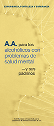 Portada del folleto de AA: A.A. para los alcohólicos con problemas de salud mental — y sus padrinos