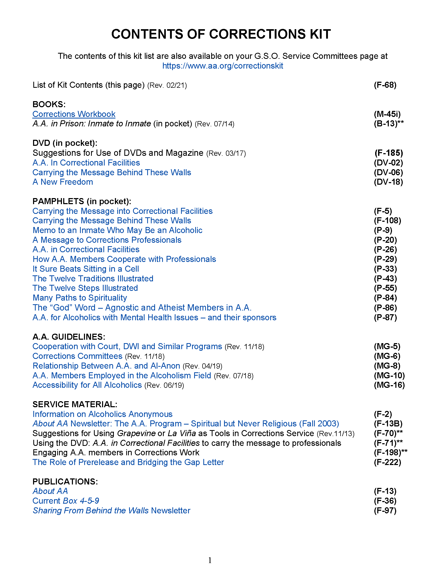 District Committee Member (D.C.M.) Kit List