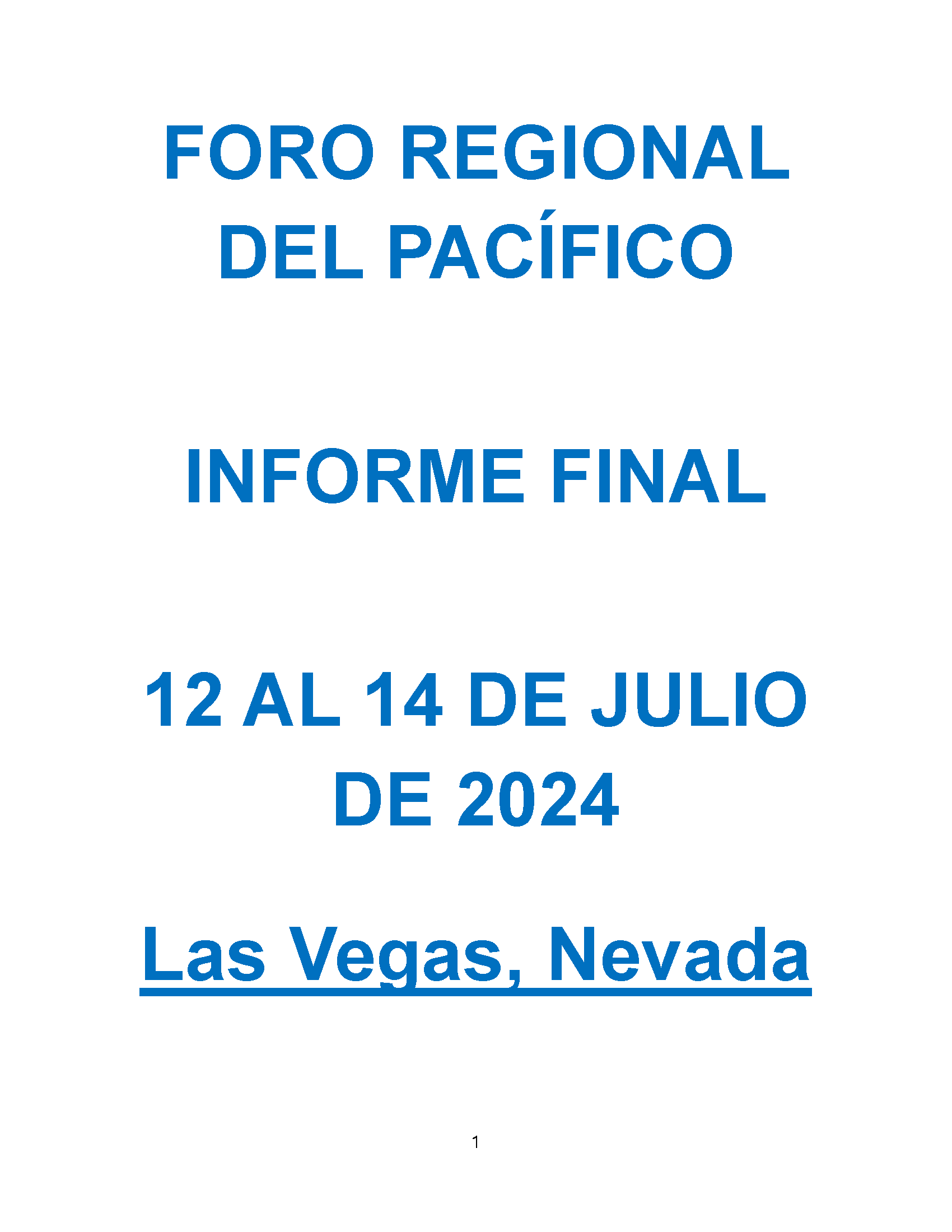2024 Pacific Regional Forum Final Report cover image - Spanish