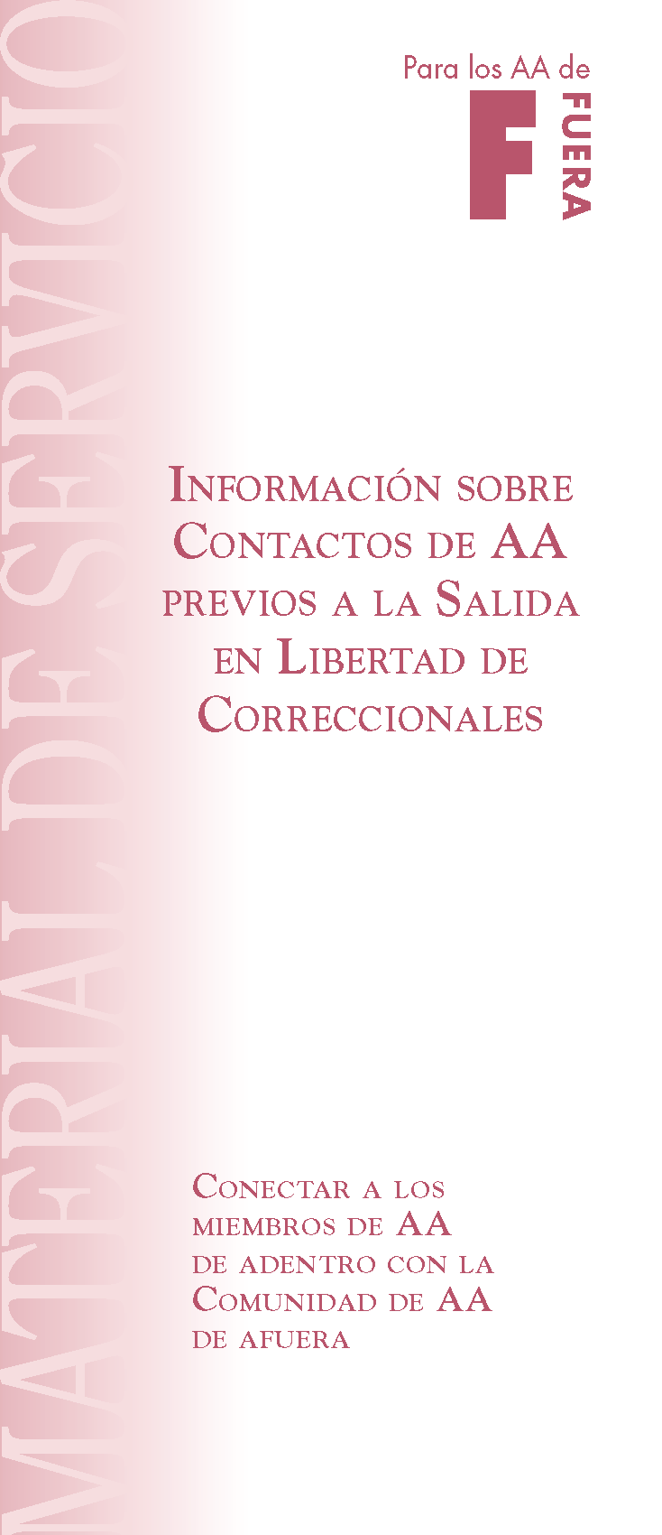 Portada del folleto de AA: Información sobre contactos de AA previos a la salida en libertad de correccionales