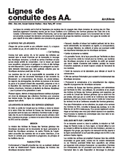 Page de garde de Ligne de conduite des AA sur les Archives