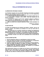 Page de garde de feuille d'information sur les AA