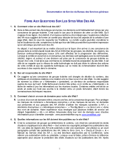 Page de garde de questions fréquentes sur les sites web des AA