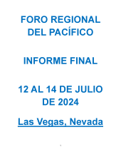 2024 Pacific Regional Forum Final Report cover image - Spanish