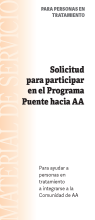 Portada del folleto de AA: Solicitud de Contacto Temporal de A.A./Unir las Orillas - Adentro