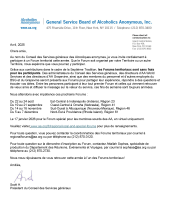 Image of Letter from the Chairperson of Regional Forums - French