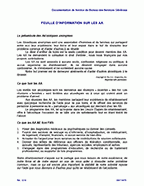Page de garde de feuille d'information sur les AA